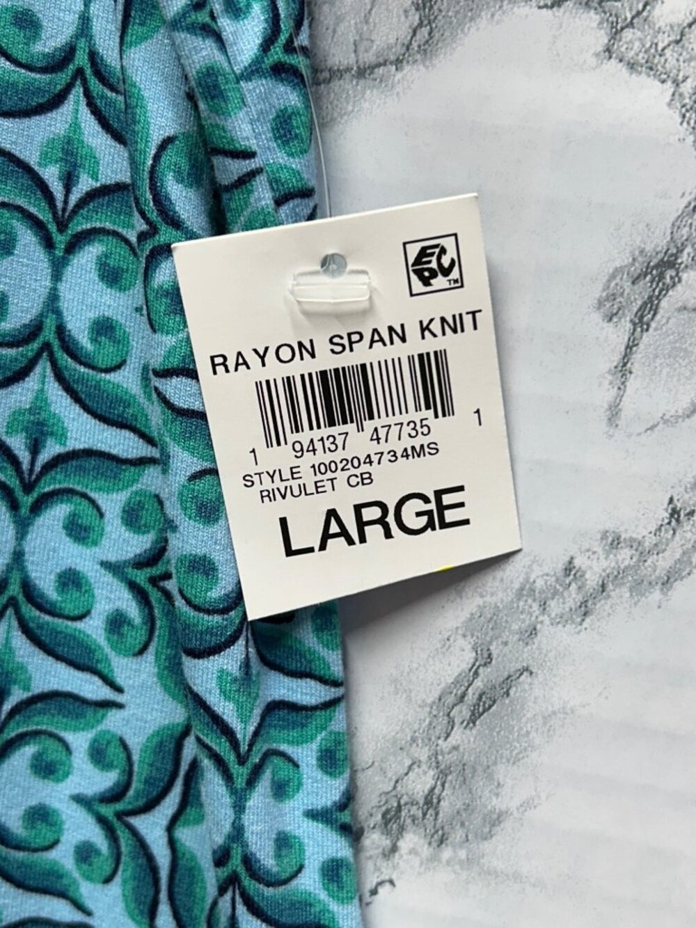 JM Collection Womens Large Blue & Green Cold Shoulder Top Geometric Print Rayon - Picture 6 of 8